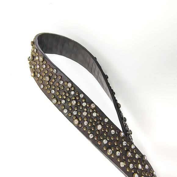 Anthropologie Twill Twenty Two Belt Womens Large Brown Leather Studded Gold Boho main image 6